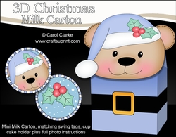 3D Christmas Austin Bear Milk Carton Gift or Treat Box