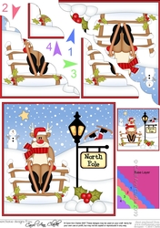 Christmas Rudolph is going Skiing at the North Pole Scalloped Corner Stacker