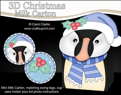 3D Christmas Little Puffin Minnow Milk Carton Gift or Treat Box