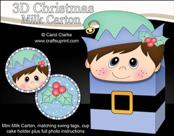 3D Christmas Little Boy Elf Milk Carton Gift or Treat Box