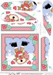 Christmas OOps Rudolph goes Ice Skating Fan Pyramage Topper