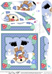 Christmas OOps Rudolph goes Ice Skating Fan Pyramage Topper