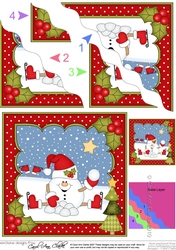 Christmas Snowball Sam has a Snowball Fight Wavy Corner Topper