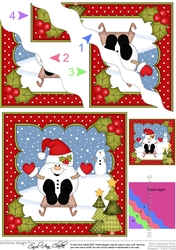 Christmas Snowball Sam goes Sledging Wavy Corner Topper
