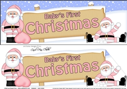 large DL Merry BABY FIRST CHRISTMAS Santa Signpost 3D decoupage