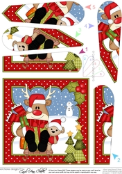 Christmas Rudolph goes Sledging Fan Pyramage Topper