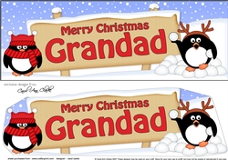large DL Merry Christmas GRANDAD Penguins 3D decoupage