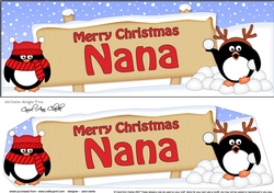 large DL Merry Christmas NANA Penguins 3D decoupage
