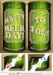 8 x 8 Happy Beer Day Beer Cans Scalloped corner Topper
