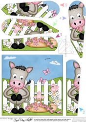 GiGi Horse has a Rose and Basket of Flowers Fan Pyramage Topper