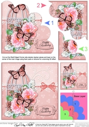Birthday Butterflies and Roses Birdcage Shell Edged Corner Side Stacker