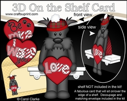 3D On the Shelf Card Kit - Valentine Heart Love & Romance Little Scottie Dog Hamish