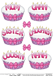3D Relations Birthday Cake Decoupage Sheet