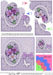A Touch of Elegance Pretty Violas Pearls and Lace Shell Edged Corner Side Stacker