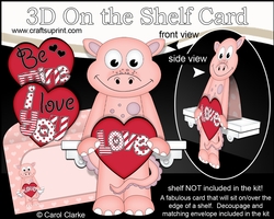 3D On the Shelf Card Kit - Valentine Heart Love & Romance Little Dinosaur Dela