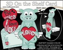 3D On the Shelf Card Kit - Valentine Heart Love & Romance Little Dinosaur Deke