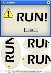 A5 Novelty Fun FATAL ERROR ... RUN! Computer Greetings Oval Pyramage Topper