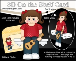 3D On the Shelf Card Kit - Little Ukulele player Elizabet