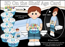 3D On the Shelf Card Kit - Little Boy Kirk is the Birthday Boy with ages 6 - 11 age Birthday Cake Decoupage