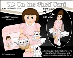 3D On the Shelf Card Kit - Daphine with her dog Joi and cute Puppies