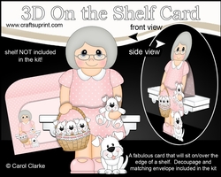 3D On the Shelf Card Kit - Rowena with her dog Joi and cute Puppies