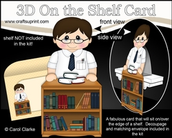 3D On the Shelf Card Kit - Little Book Shop or Librarian Man Emerson