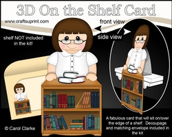 3D On the Shelf Card Kit - Little Book Shop or Librarian Lady Jann