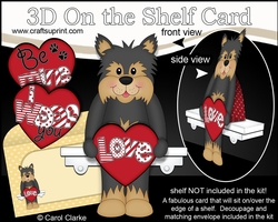 3D On the Shelf Card Kit - Valentine Heart Love & Romance Little Yorkie Dog Timmy