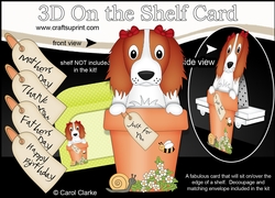 3D On the Shelf Card Kit - Flower Pot Friends Little Springer Spaniel Dog Petra