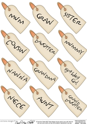 3D Female Relations Tags Decoupage Sheet