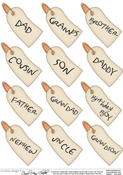 3D Male Relations Tags Decoupage Sheet