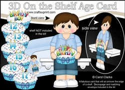 3D On the Shelf Card Kit - Little Teen Carey is the Birthday Boy with ages 12 - 17 age Birthday Cake Decoupage