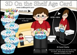 3D On the Shelf Card Kit - Normand is the Birthday Boy with ages 30 - 45 age Birthday Cake Decoupage