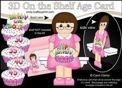 3D On the Shelf Card Kit - Marlena is the Birthday Girl with ages 30 - 45 age Birthday Cake Decoupage