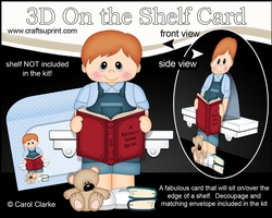 3D On the Shelf Card Kit - Cute Little Toddler Noel is Reading a Good Book