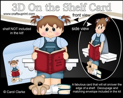3D On the Shelf Card Kit - Cute Little Toddler Jacci is Reading a Good Book