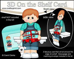 3D On the Shelf Card Kit - Cute Little Toddler Junior has a Toy Bus