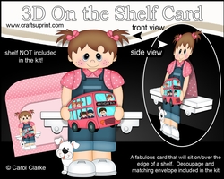 3D On the Shelf Card Kit - Cute Little Toddler Kiana has a Toy Bus