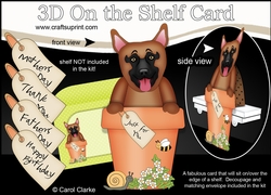 3D On the Shelf Card Kit - Flower Pot Friends Little German Shepherd Dog Nash