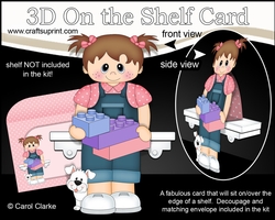 3D On the Shelf Card Kit - Cute Little Toddler Olevia has Building Blocks