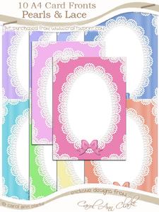 A4 Pearls and Lace Card Fronts Kit