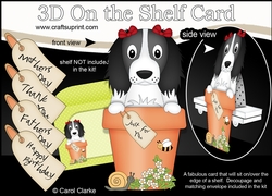 3D On the Shelf Card Kit - Flower Pot Friends Little Springer Spaniel Dog Ludo