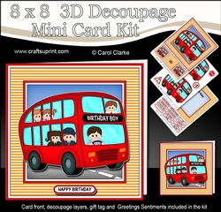 8 x 8 BIRTHDAY BUS Mini Kit with 3d Decoupage