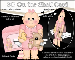 3D On the Shelf Card Kit - Cute New Little Baby Girl Bea