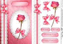A5 Rose, Lace and Pearls Quick Card with 3D Decoupage
