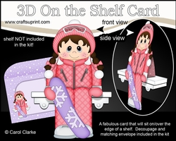 3D On the Shelf Card Kit - Winter Sports Little Snowboarder Jaida is Shreddin The Gnar
