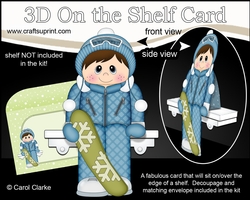 3D On the Shelf Card Kit - Winter Sports Little Snowboarder Alberto is Shreddin The Gnar