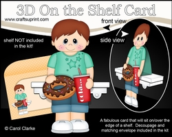 3D On the Shelf Card Kit - Cute Little Boy Elijah has a Donut & Cola
