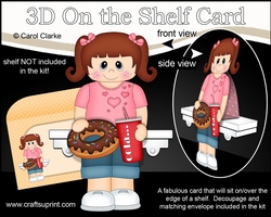 3D On the Shelf Card Kit - Cute Little Girl Evelia has a Donut & Cola