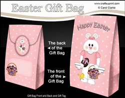 3D Easter Gift Bag Mini Kit - Easter Ipsy Bunny has Lots of Chocolate Easter Eggs